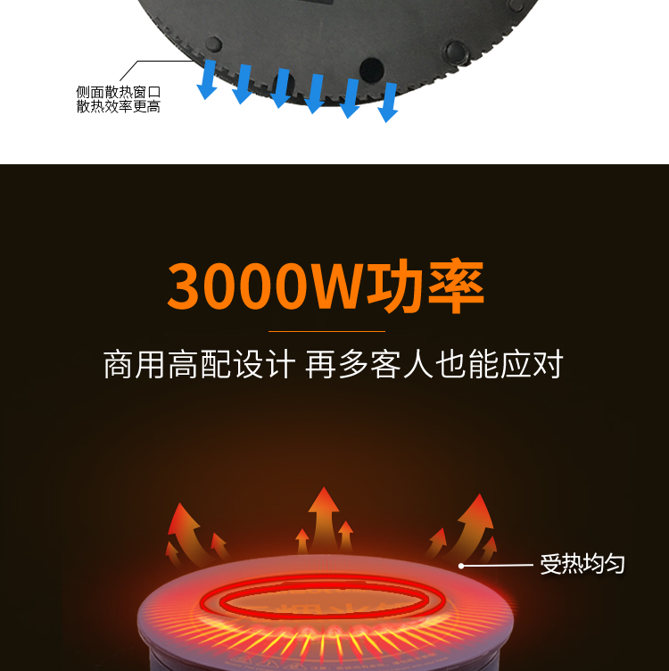 圓形火鍋電磁爐3000w大功率商用電磁爐嵌入式九五工匠直銷可定制(圖8)